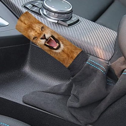 Jeiento Lion Pattern Car Gear Shift Knob Cover Non-Slip Soft Fit Most Cars Sedan SUV Van Truck Brown Auto Interior Accessories for Women - color: Lion