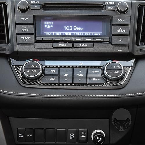 NVCNX Real Premium Carbon Fiber Car Dashboard AC Panel Cover Decal Compatible with Toyota RAV4 2013 2014 2015 2016 2017 2018 XLE LE Limited SE Adventure Platinum Hybrid Interior Trim Accessories Black - color: Ac Panel