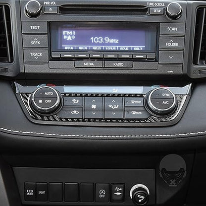 NVCNX Real Premium Carbon Fiber Car Dashboard AC Panel Cover Decal Compatible with Toyota RAV4 2013 2014 2015 2016 2017 2018 XLE LE Limited SE Adventure Platinum Hybrid Interior Trim Accessories Black - color: Ac Panel