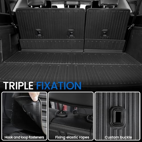 Cargo Mat Backrest Mats for 2018-2024 Ford Expedition Max/Lincoln Navigator L 7/8 Seats, All Weather TPE Trunk Mat Cargo Liner Accessories (Cargo Mat+3rd Row Backrest Mats) - style: 3rd Row Backrest Mats + Cargo Mat