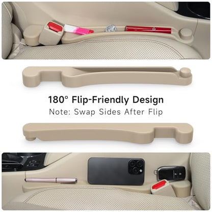 Givifive Car Seat Gap Filler Set of 2, Soft Foam Multifunctional Seat Side Gap Filler with Organizer & Hook Function, 3in1 Gap Stopper Universal Fit Car SUV Truck Fill The Gap Between Seat & Console - color: Beige, size: Most Cars – Standard
