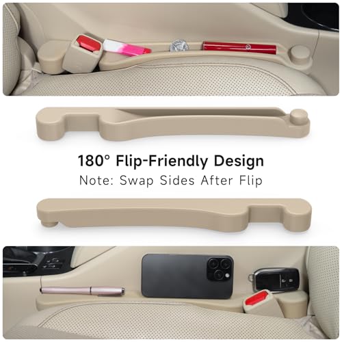 Givifive Car Seat Gap Filler Set of 2, Soft Foam Multifunctional Seat Side Gap Filler with Organizer & Hook Function, 3in1 Gap Stopper Universal Fit Car SUV Truck Fill The Gap Between Seat & Console - color: Beige, size: Most Cars – Standard