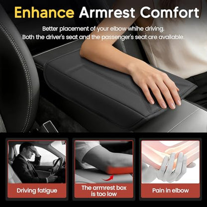 Shademax Center Console Cover for Tesla Model Y Juniper 2025-2026 / Model 3 Highland 2024-2026 Armrest Cushion Pad Arm Rest Cover Leather Console Lids Protector for Model Y Juniper Accessories - size: For Model Y Juniper 25-26 / 3 Highland 24-26