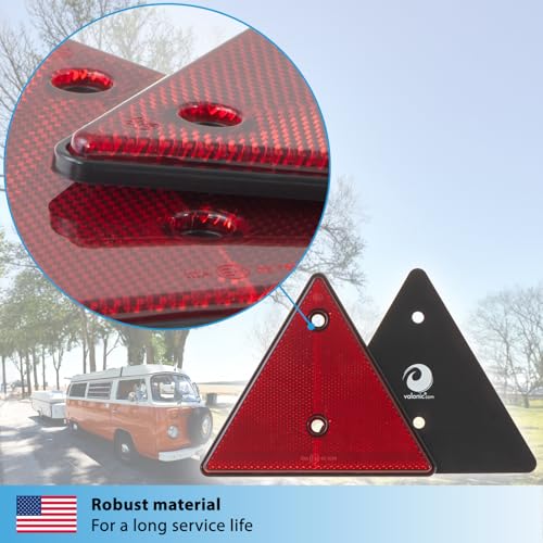 valonic triangle reflector,2 pieces - 6 x 6 inch - reflector for trailers - red - no screws included
