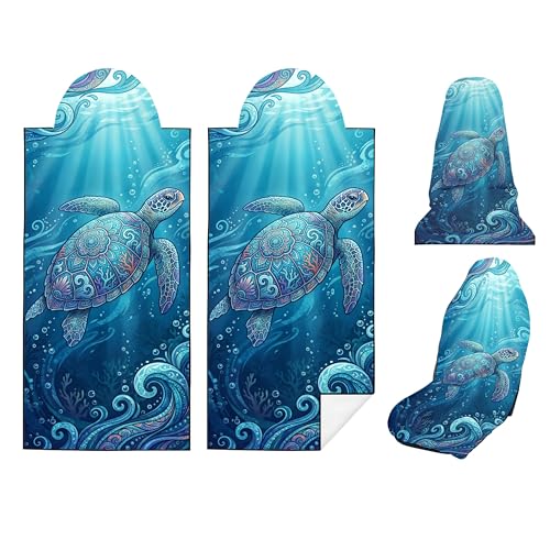 2 Pack Car Seat Towel Covers, Sweat-Proof Microfiber Seat Protectors for Gym, Running, Beach & Workout, Breathable Quick-Dry, Machine Washable, Ocean Sea Turtle Print, Universal Fit - color: Ocean Sea Turtle
