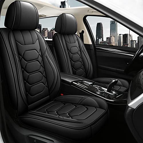 Pariitadin Leather Car Seat Covers Full Set, Waterproof Faux Leather Seat Covers for Cars, Non-Slip Car Interior Covers Universal Fit for Most Cars Sedans Trucks SUVs, Black - color: BLACK, size: FULL SET
