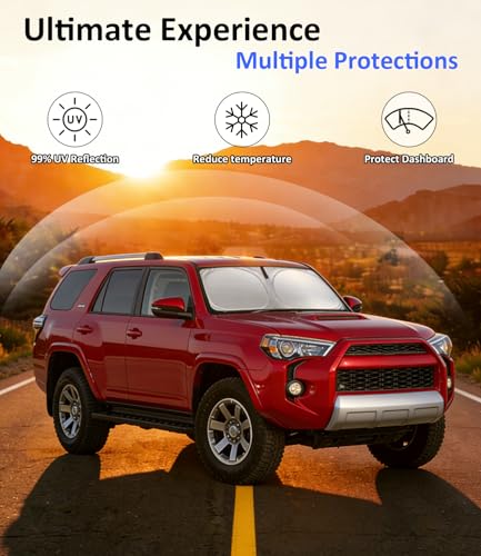 Windshield Sun Shade for Toyota 4Runner 2010-2025 Accessories, Car Front Window Sun Visor & Heat Shield | 240T Sunshade Protection Blocks UV Rays Keep Your Car Cooler - size: For Toyota 4Runner 2010-2025