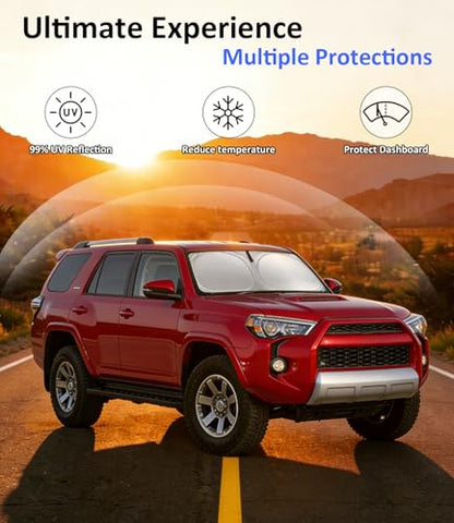 Windshield Sun Shade for Toyota 4Runner 2010-2025 Accessories, Car Front Window Sun Visor & Heat Shield | 240T Sunshade Protection Blocks UV Rays Keep Your Car Cooler - size: For Toyota 4Runner 2010-2025