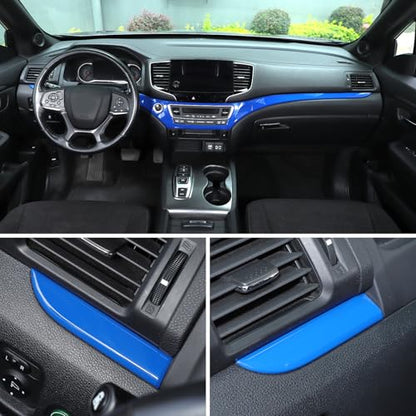 Dashboard Panel Cover Trim for Honda Pilot 2016-2022/ Passport 2019-2025/ Ridgeline 2016-2020 Accessories, Center Console Panel Strip Trim, Center Console Upper Center Pillar Trim, ABS (Blue) - color: Blue
