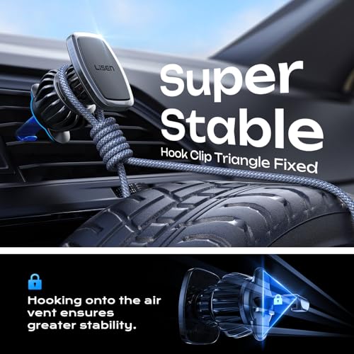 LISEN Magnetic Phone Holder for Car, Car Phone Holder Magnetic with Upgraded Clip & Ultra 6 Strong Magnets, Magnetic Car Phone Mount Magnet for Car Automobile Cradles, Soporte de Telefono para carro - color: Black