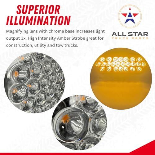 6" Oval LED Recessed Amber Strobe Light/Clear Lens, 24 LED DOT/SAE Approved & Marked, Waterproof, Super Bright High Powered Strobe Towing Construction Truck (2pc Without Grommet + 3 Wire Pigtail Plug) - size: 2pc Without Grommet (Clear Lens)
