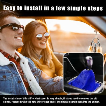 povtii Car Shift Boot Cover, Waterproof Canvas Fabric Manual Automatic Shift Knob Boot Dust Cover, Gear Gaiter Cover Auto Shift Boot Sleeve Protector, Universal Car Accessories (Blue) - color: Blue