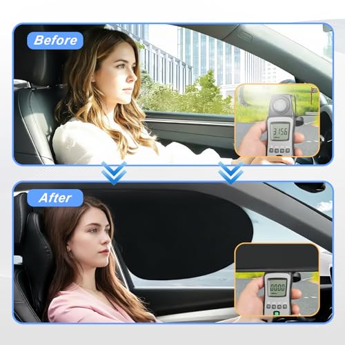 Car Window Shades, 4PCS Side Car Sun Shade for Front and Rear Window, Static Cling Sunshade for Driver Baby Passenger, UV & Heat Block, Privacy Protection, Universal Fit for Most Vehicles - size: 4 PCS