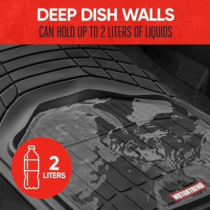 Motor Trend 943-BK FlexTough Defender Car Floor Mats -Next Generation Deep Dish Heavy Duty Contour Liners for Car SUV Truck & Van-All Weather Protection, Trim to Fit Most Vehicles Black - color: Black, style: FlexTough NextGen