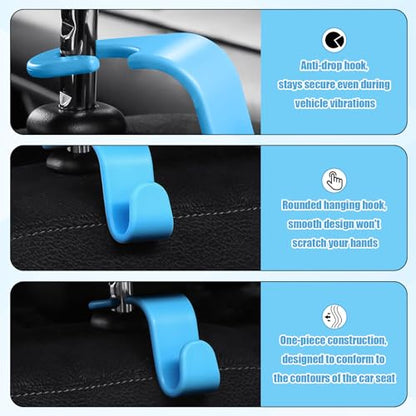 4 PCS Car Seat Hooks Set,Universal Car Headrest Hooks for Bags Purses Groceries, Back Seat Organizer Hanger,Blue - color: Blue