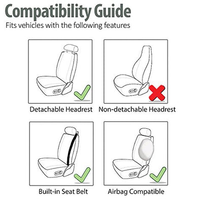 FH Group Front Set Faux Leather Car Seat Covers for Low Back Seat with Removable Headrest, Universal Fit, Airbag Compatible Seat Cover for SUV, Gray/Black - color: Gray/Black
