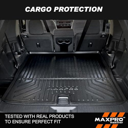 Premium MAXPRO Cargo Mat for 2023-2025 Honda Pilot All Weather Waterproof TPE Cargo Liner Custom Fit Trunk Mat Automotive Floor Mats Honda Pilot Accessories Car Mats Full Set SUV Interior Protection - size: Cargo Liner (4th Row)