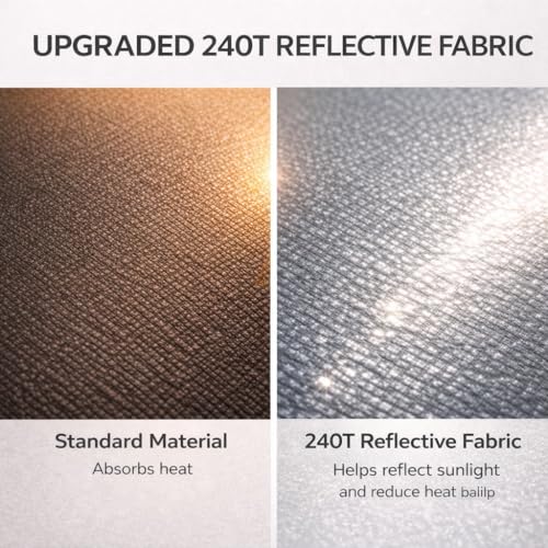 Car Windshield Sun Shade with Mirror Opening, Foldable 240T Reflective Front Windshield Sunshade, 64 x 32 in, for Cars, SUVs, Trucks