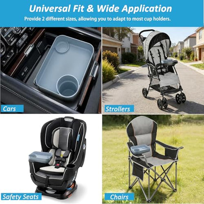 Car Seat Snack Tray for Toddlers, Reduces Mess Square Travel Tray Cup Holder Snack Tray, Durable Car Food Tray for Kids, Universal Fit Kids Travel Road Trip Essentials(Gray) - color: Gray