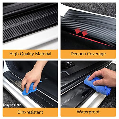 Car Door Sill Protectors Compatible with Dodge RAM 1500 Accessories- 4Pcs Door Entry Guard Scuff Sill Protector Plate- Carbon Fiber Anti-Scratch Sticker- Upgraded Full Coverage - size: 1500