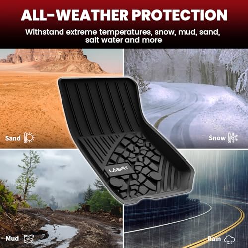 LASFIT Floor Mats for Jeep Wrangler JK 2014-2018 Unlimited 4-Door (NOT for JL or 2-Door) All Weather TPE Custom Fit Car Mats Floor Liners 1st & 2nd Row, Black - style: Wrangler JK 2014-2018 Floor Mats