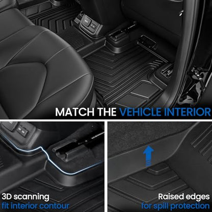 Floor Mat Cargo Mat for 2020-2024 2025 2026 Toyota Highlander 7 Seat Car Mat Accessories(Both Hybrid and Gas), All Weather TPE Cargo Liner Trunk Mat with Backrest Mat(Highlander-Full Set) - size: Highlander-Floor Mats Set