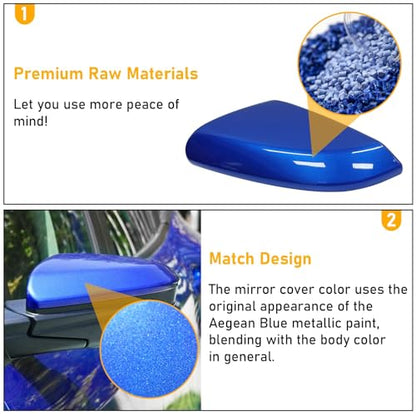 Moonlinks Compatible with 2016-2021 Honda Civic Side Mirror Cover Replacement,Aegean Blue Metallic LH & RH Side Door Rearview Mirror Cap Trim for 10th Gen Civic,2019-2022 Insight (1 Pair) - size: 10th-pair Blue