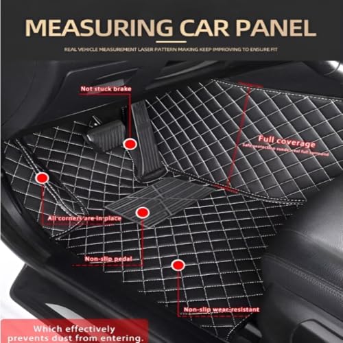 Add Personal Touch to Your Vehicle with IMEISH Customizable Logo Text Car Mats for 99% of vehiclesPads Protection Non-Slip Leather Floor Liners (Beige and Black Beige) - color: Beige and Black Beige