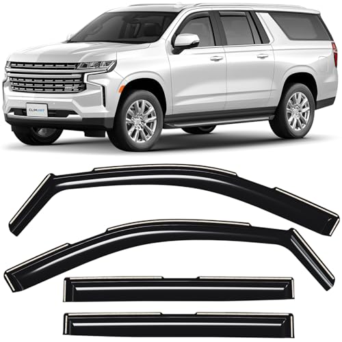 CLIM ART in-Channel Incredibly Durable Rain Guards for Chevrolet (Chevy) Suburban 2021-2026, Original Window Deflectors, Vent Window Visors, Vent Deflector, 4 pcs. - 621180 - color: For Suburban 21-26
