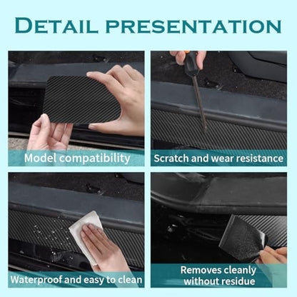 Bilisin 4PCS Car Door Sill Protector,3D Carbon Fiber Anti-Scratch Auto Threshold Cover Strips,Universal Door Entry Edge Guard Protectors for Car SUV Truck Interior Accessories(Black)