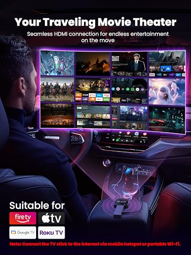 2-in-1 Wireless CarPlay Adapter & Car TV Mate Pro 2026 [Metal & Glass Case] Convert Wired to Wireless Car Play with HDMI Input for TV Stick, Screen Mirroring & Streaming, Fit for 2016+ Cars -Black