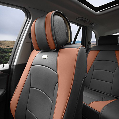 FH Group Car Seat Cover Cushion - 2 Pack Seat Covers for Cars Trucks SUV,) Faux Leather Car Seat Cushions, Waterproof Car Seat Cover Cushion, Universal Fit Car Seat protector Front Set Brown - color: Brown, style: Front Set