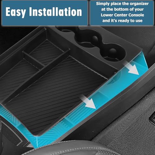for Rivian r1t r1s 2022 2023 2024 Lower Center Console Organizer Tray with Drink Cup Holder Compatible with Rivian Console Storage Box Interior Accessories