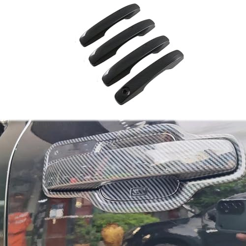 Exterior Car Accessories Compatible with Ford Ranger 2023 2024 2025 Side Door Handle Cover 4PCS(Without Smart Key Hole) Carbon Fiber Style - color: Carbon Fiber Style