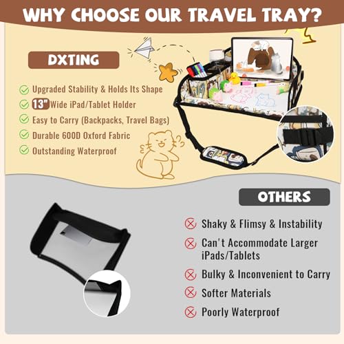 Kids Travel Tray for Airplane - Toddler Car Seat Table Tray, Road Trip Essentials for Boys & Girls, Carseat Lap Desk for Kids Road Trip Activities, Cute Kitten - color: Cute Kitten