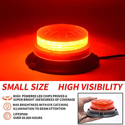 Red Led Emergency Strobe Beacon Lights with Magnetic Mount and 8 Flash Models Warning Safety Flashing Rooftop Signal Lamp for Firefighters Police Construction Vehicle Tractor Truck (24-LED 12V-24V) - color: #2 Red
