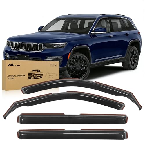 Nilight in Channel Rain Guards for Jeep Grand Cherokee L (3-Row Model Only) 2021-2025 Side Window Deflectors Vent Visors, Smoke Tint, Car Window Shade for Rain/Snow, Reduce Wind Noise, 4PCS - size: Grand Cherokee L 2021-2024