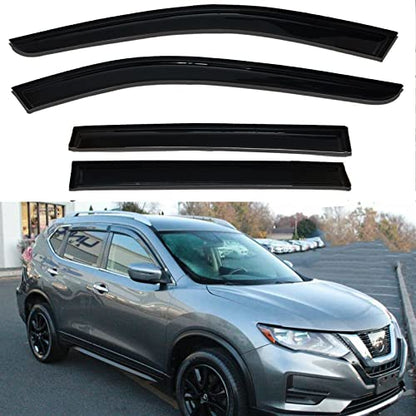 Window Visors Rain Guards Side Wind Deflectors for Nissan Rogue 2014-2020, Vent Guard Shade Sun 94827 Black 4-Pieces Set - size: 2014-2020 Rogue