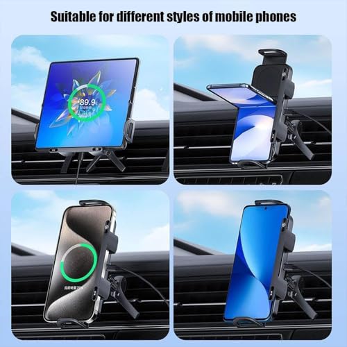 2024 High Intelligent Mobile Phone/Pad Holder, 2 in 1 Auto Rotating Phone Holder (Black) - color: Black