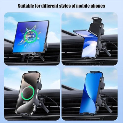 2024 High Intelligent Mobile Phone/Pad Holder, 2 in 1 Auto Rotating Phone Holder (Black) - color: Black