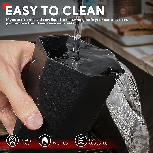 DNA Motoring Mini Car Auto Trash Can with Removable Lid, Leakproof Mini Garbage Bin for Automotive Home Office,Black/Silver,ZTL-OD-01-SL - color: Black / Silver, style: 1pc