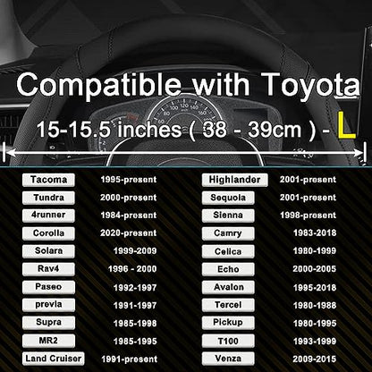 West Llama Customized Auto Car Steering Wheel Cover for Toyota Tundra Tacoma 4runner 15-15.5inches (Black-Large Size) - color: A-Black, size: Large size (15''-15 ½'')