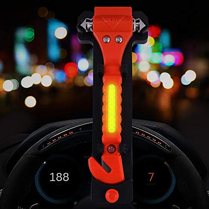 2 PCS Go DeCho Car Safety Hammer Emergency Escape Tool with Seat Belt Cutter and Vehicle Window Glass Breaker with Light Reflective Tape