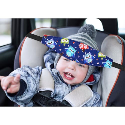 HESTYA 2 Pcs Carseat Head Support Toddler, Stroller Seat Headrest for Sleeping Traveling, Neck Relief Headband Strap for Kids Children Toddler Infant(Elephant and Owl) - color: Elephant and Owl