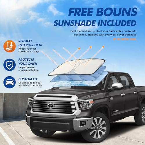 Car Cover Waterproof All-Weather,Heavy-Duty Outdoor Full Exterior Automobiles Truck(Length 211-228 inch) with Windshield Sun Shade Universal Fit Tacoma, Tundra, Titan, F-150, RAM 1500 etc - size: Fit Truck Length 211-228 inch(PK-L)