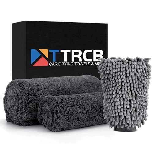 TTRCB 2 Pack 1300 GSM Car Drying Towel, Microfiber Towels for Cars - 36" x 24" & 16" x 16", Ultra-Absorbent, Streak Free, Car Wash Mitt, Car Detailing Cleaning Accessories Supplies Essentials - size: 36" x 24" & 16" x 16"
