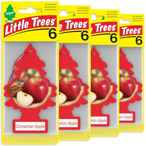 LITTLE TREES Car Air Freshener | Hanging Tree Provides Long Lasting Scent for Auto and Home | 24 Air Fresheners |Cinnamon Apple - color: Cinnamon Apple