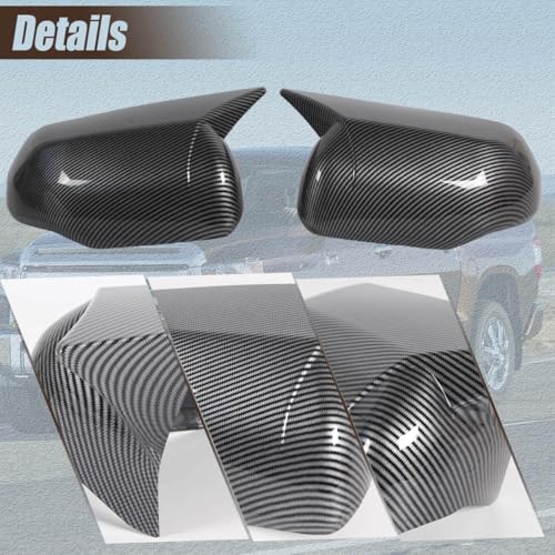 AUCERAMIC Stick-on Mirror Cover Caps Fit 2022-2024 for Toyota Tundra 2023-2024 for Sequoia 3.4L Door Side View Mirror Back Cover Cap Overlay (Carbon Fiber) - style: Carbon Fiber