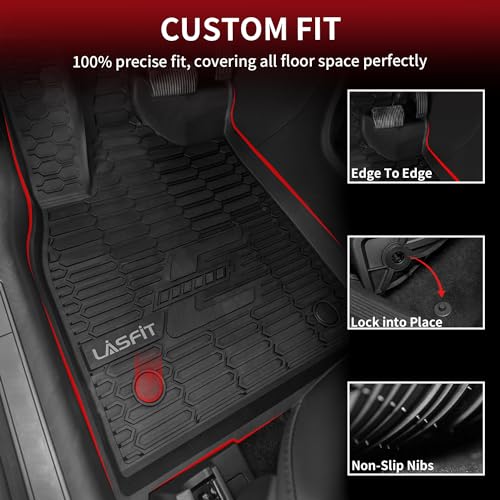 LASFIT Floor Mats for Ford Mustang Mach-E 2021-2025 2026 TPE All Weather Protector Car Liners, 1st & 2nd Row, 3pcs Black - style: 9) 2021-2025 | Ford Mustang Mach-E | 1st & 2nd Row