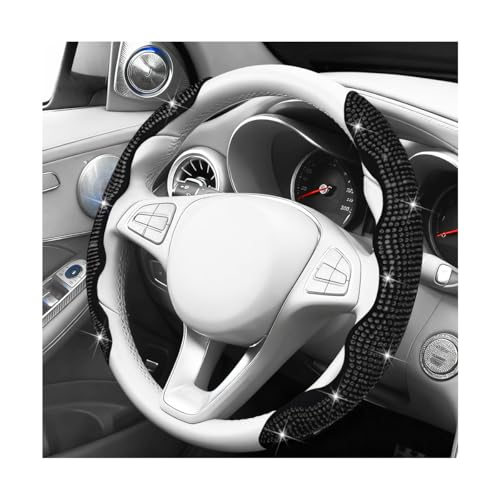 Bling Car Steering Wheel Cover, Rhinestones Non-Slip 15 Inches Vehicle Wheel Cover, Diamond Sparkling Steering Protector for Women Girls, Universal Automotive Accessories (Black) - color: Black